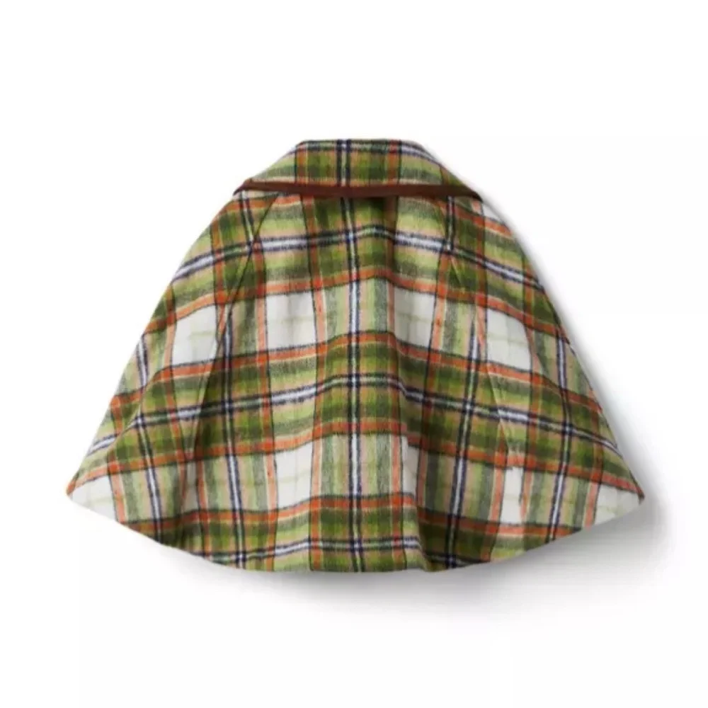 Janie & Jack Plaid Brushed Twill Cape in Grasshopper Plaid Size 7/8